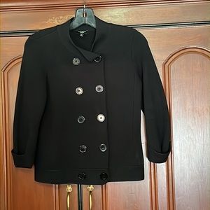 Talbots Black Double Breasted Sweater Blazer Size 0P